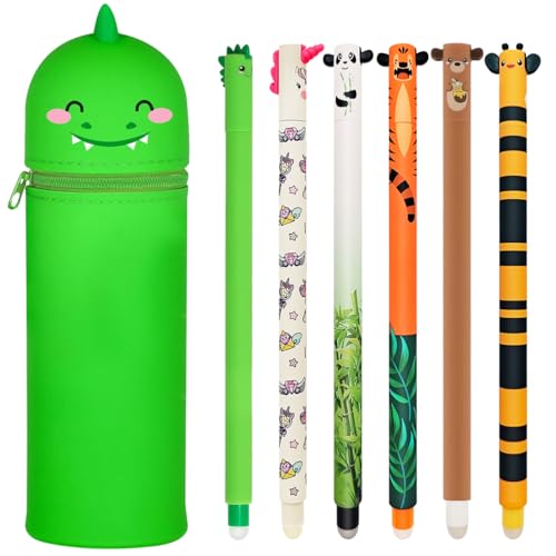 GDFJBG Kawaii 2-in-1 Schulmäppchen aus weichem Silikon + 8 Radierbare Gelschreiber Set,Weißes Kaninchen, Kugel am Ende zum Entfernen der Tinte ohne das Blatt zu verbrauchen - 0,7 mm GDFJBG Kawaii 2-in-1 Schulmäppchen aus weichem Silikon + 8 Radierbare Gelschreiber Set,Weißes Kaninchen, Kugel am Ende zum Entfernen der Tinte ohne das Blatt zu verbrauchen - 0,7 mm von GDFJBG