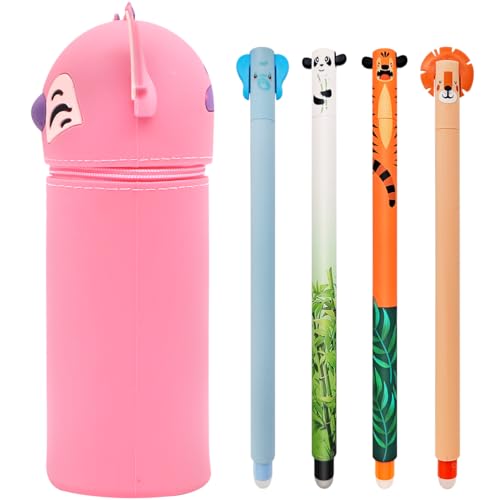 GDFJBG Kawaii 2-in-1 Schulmäppchen aus weichem Silikon + 4 Radierbare Gelschreiber Set,Weißes Kaninchen, Kugel am Ende zum Entfernen der Tinte ohne das Blatt zu verbrauchen - 0,7 mm GDFJBG Kawaii 2-in-1 Schulmäppchen aus weichem Silikon + 4 Radierbare Gelschreiber Set,Weißes Kaninchen, Kugel am Ende zum Entfernen der Tinte ohne das Blatt zu verbrauchen - 0,7 mm von GDFJBG