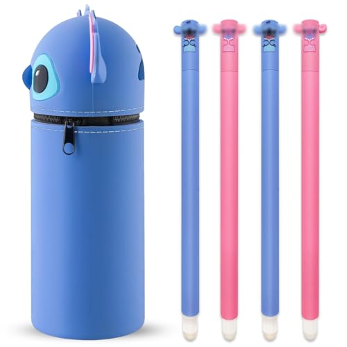 GDFJBG Kawaii 2-in-1 Schulmäppchen aus weichem Silikon + 4 Radierbare Gelschreiber Set,Weißes Kaninchen, Kugel am Ende zum Entfernen der Tinte ohne das Blatt zu verbrauchen - 0,7 mm GDFJBG Kawaii 2-in-1 Schulmäppchen aus weichem Silikon + 4 Radierbare Gelschreiber Set,Weißes Kaninchen, Kugel am Ende zum Entfernen der Tinte ohne das Blatt zu verbrauchen - 0,7 mm von GDFJBG