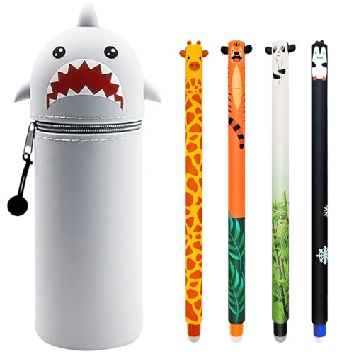 GDFJBG Kawaii 2-in-1 Schulmäppchen aus weichem Silikon + 8 Radierbare Gelschreiber Set,Weißes Kaninchen, Kugel am Ende zum Entfernen der Tinte ohne das Blatt zu verbrauchen - 0,7 mm GDFJBG Kawaii 2-in-1 Schulmäppchen aus weichem Silikon + 8 Radierbare Gelschreiber Set,Weißes Kaninchen, Kugel am Ende zum Entfernen der Tinte ohne das Blatt zu verbrauchen - 0,7 mm von GDFJBG