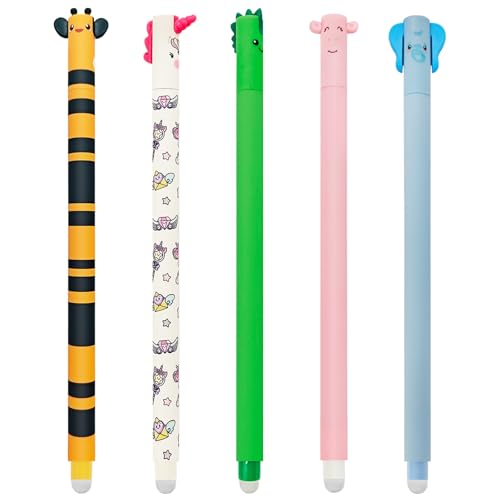 GDFJBG Radierbare Stifte Bundle-Radierbarer Kugelschreiber Cartoon Stift Radierbar Erasable Pen Löschbaren Gelstiften für Kinder Studenten Schule 5 von GDFJBG