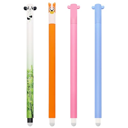 Set mit 4 Gel-Radierstiften, Kawaii Verschiedene Tiermotive, Kugel am Ende zum Entfernen der Tinte, Mehrfarbig Temperaturempfindlich, Spitzendurchmesser E von GDFJBG