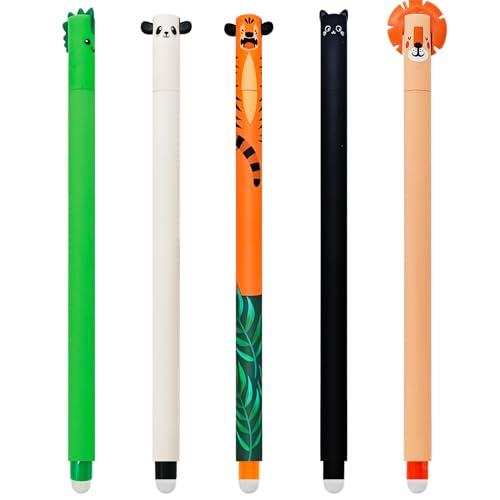 Set mit 5 Gel-Radierstiften, Kawaii Verschiedene Tiermotive, Kugel am Ende zum Entfernen der Tinte, Mehrfarbig Temperaturempfindlich, Spitzendurchmesser C Set mit 5 Gel-Radierstiften, Kawaii Verschiedene Tiermotive, Kugel am Ende zum Entfernen der Tinte, Mehrfarbig Temperaturempfindlich, Spitzendurchmesser C von GDFJBG