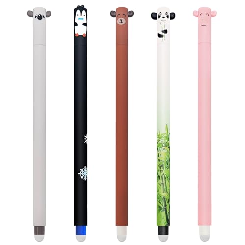 Set mit 5 Gel-Radierstiften, Kawaii Verschiedene Tiermotive, Kugel am Ende zum Entfernen der Tinte, Mehrfarbig Temperaturempfindlich, Spitzendurchmesser Set mit 5 Gel-Radierstiften, Kawaii Verschiedene Tiermotive, Kugel am Ende zum Entfernen der Tinte, Mehrfarbig Temperaturempfindlich, Spitzendurchmesser von GDFJBG