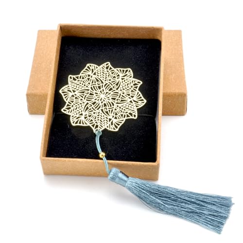 GDJIAJT Lesezeichen Metall mit Quaste, Personalisiertes Lesezeichen Mädchen Booklover mit Schachtel, Mandala Blume Lesezeichen Personalisiert Geschenke für Teenager Mädchen Buchliebhaber Kollegen usw von GDJIAJT