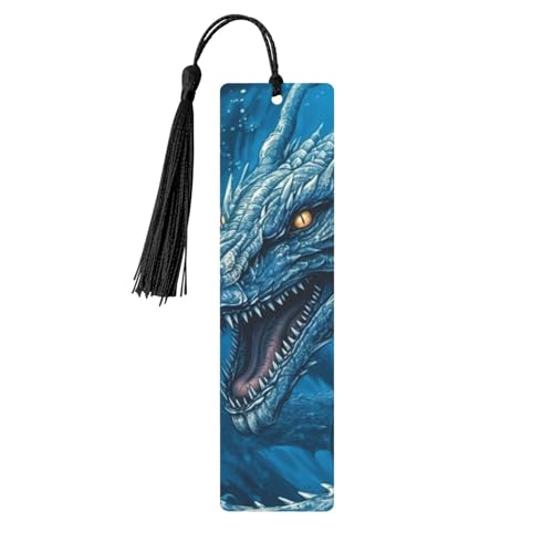 Dragon Cool Blue Wooden Bookmarks Handmade Double-Sided Printed Book Marks Page Markers with Black Tassels Book Accessories Gift for Book Lovers Women Men Dragon Cool Blue Wooden Bookmarks Handmade Double-Sided Printed Book Marks Page Markers with Black Tassels Book Accessories Gift for Book Lovers Women Men von GDSHJKLW