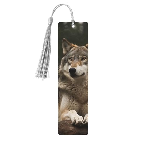 Gray Wolf Lesezeichen aus Holz, handgefertigt, doppelseitig bedruckt, Lesezeichen mit grauen Quasten, Buchzubehör, Geschenk für Buchliebhaber, Damen, Herren Gray Wolf Lesezeichen aus Holz, handgefertigt, doppelseitig bedruckt, Lesezeichen mit grauen Quasten, Buchzubehör, Geschenk für Buchliebhaber, Damen, Herren von GDSHJKLW