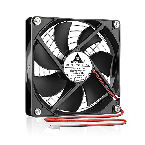 GDSTIME 120mm Lüfter 12V PC Lüfter 120x120 Gehäuselüfter 120mm 12V PC Ventilator 120mm DC Bürstenloser Computerlüfter 2 Pin für Kühlschranke Wechselrichters Netzteil Verstärker Router von GDSTIME