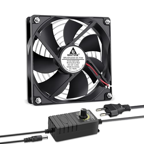 GDSTIME 120mm PC Lüfter 230V 120mm x 25mm Computer Lüfter Dual Kugellager mit 4V -12V Geschwindigkeit Kontrolle 3000 U/min 120 x 25 220V PC Ventilator für Laptop Router Schrank Workstation Server von GDSTIME