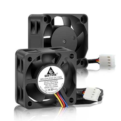 GDSTIME 2 Stück 12V 4020 Lüfter 4Pin 40mm x 20mm PWM Doppelte Kugellager Bürstenlos Kühlung Lüfter 5000 U/min von GDSTIME