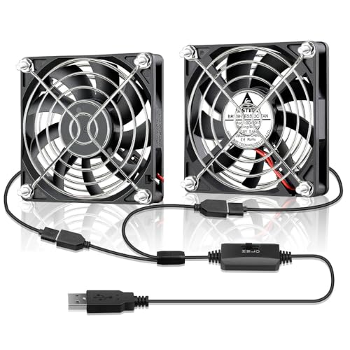 GDSTIME 2 Stück 80m USB Computer Lüfter 80mm Gehäuselüfter 80 x 15mm PC Lüfter 2500 U/min für XBox Spielekonsolen Router Lüfteraustausch Auspuff Kühlkörper von GDSTIME