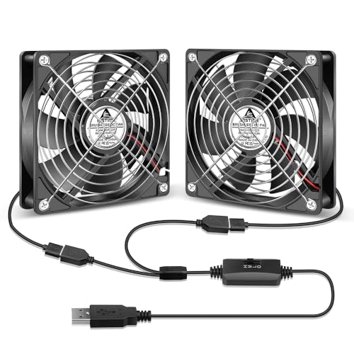 GDSTIME 120mm USB Lüfter Doppel USB PC Ventilator 120mm Mit 3 Einstellbar Geschwindigkeit 5V 120x120 PC lüfter für Computer Laptop Router PS4 Schrank Modem TV Box von GDSTIME