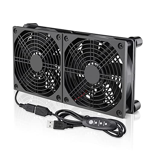 GDSTIME 2 x 120mm USB Lüfter Doppelt 120mm USB PC Lüfter USB Ventilator 120mm mit 3 Einstellbare Geschwindigkeiten für Router PS4 XBox TV Box DVR Verstärker von GDSTIME