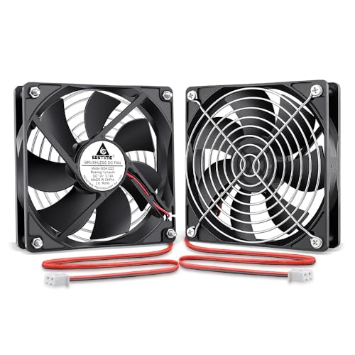 GDSTIME 2 Stück 12V Lüfter 120mm PC Bürstenloser Kühlung Lüfter 120 x 25mm DC 1500 RPM Für Computer Laptop Router von GDSTIME