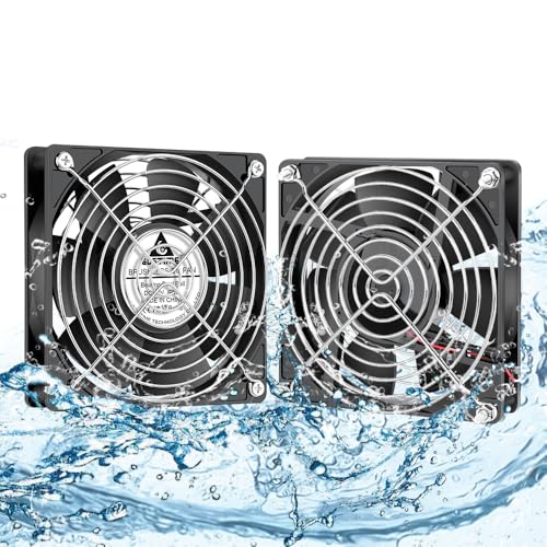 GDSTIME 2 Stück Wasserdicht Lüfter 120mm x 25mm 12V IP68 120mm PC Computer Lüfter 2pin Dual Kugellager 2500 u/min von GDSTIME