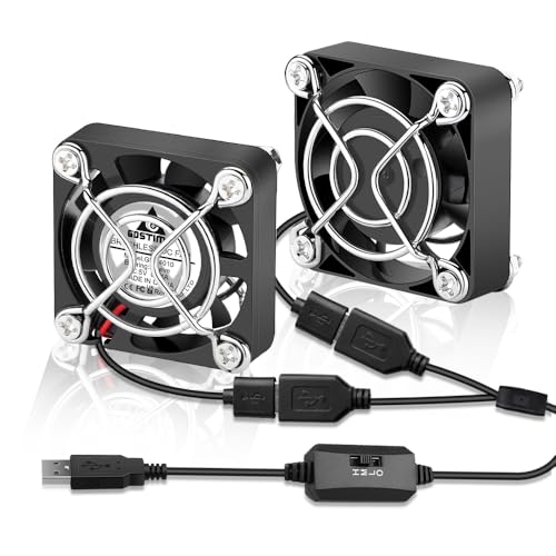 GDSTIME 40mm USB Lüfter 40 x 40 x 10mm Doppel Mini USB PC Ventilator 40mm 4010 mit 3 Einstellbare Geschwindigkeiten für Computer Laptop Router Schrank TV Box von GDSTIME