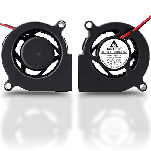 GDSTIME 50 mm Turbo-Lüfter, 12 V Gebläseventilator, 50 mm x 20 mm, bürstenloser Gleichstrom-Gebläseventilator, diagonaler Lochabstand 57 mm von GDSTIME