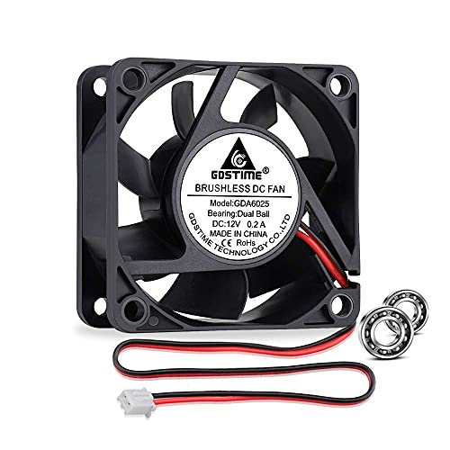 GDSTIME 60mm Lüfter 12V Lüfter 60 x 25mm PC Lüfter Dual Kugellager 60mm Computerlüfter 6CM Gehäuselüfter 4500 U/min für DIY Lüfteraustausch Belüftung Auspuff von GDSTIME