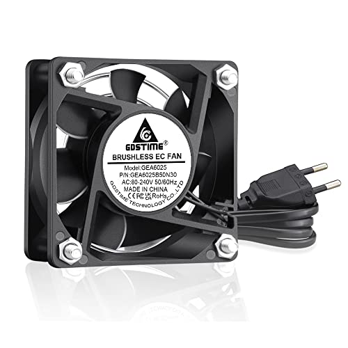 GDSTIME 60mm Lüfter 220V EC 230V 60 x 25mm Axial Lüfter Dual Kugellager 60mm 240V Lüfter 5000 U/min Bürstenlos Kühlung Lüfter für Lüfteraustausch Belüftung von GDSTIME