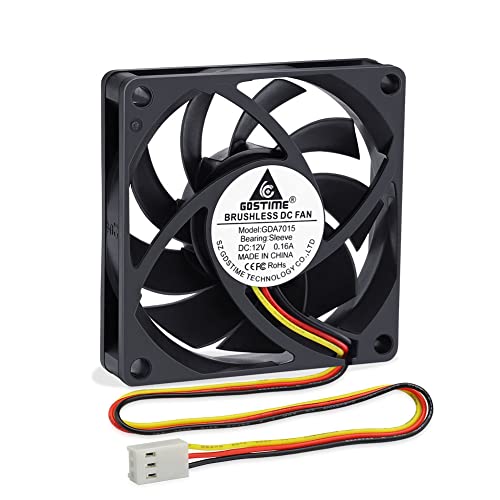 GDSTIME 12V 70mm CPU Lüfter 70 x 15mm 3 Pin PC Computer lüfter 70mm Gehäuselüfter CPU Kühler Bürstenloser Lüfter 2500 U/min für PS4 Projektor Router TV Box von GDSTIME