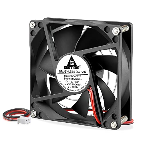 GDSTIME 80mm Lüfter 12V PC Lüfter 80x80x25 Computer gehäuselüfter 80mm 2 Pin DC Bürstenloser 12V Kühlung 2800 U/min für Kühlschrank Verstärker Netzteil Wechselrichters von GDSTIME