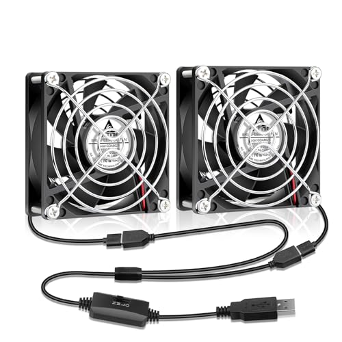GDSTIME 80mm USB Lüfter 80 x 25mm Gehäuselüfter USB 80mm PC Ventilator 2500 U/min Bürstenloser Lüfter Dual 8CM Computerlüfter für XBox PS4 TV DVR Verstärker Router von GDSTIME