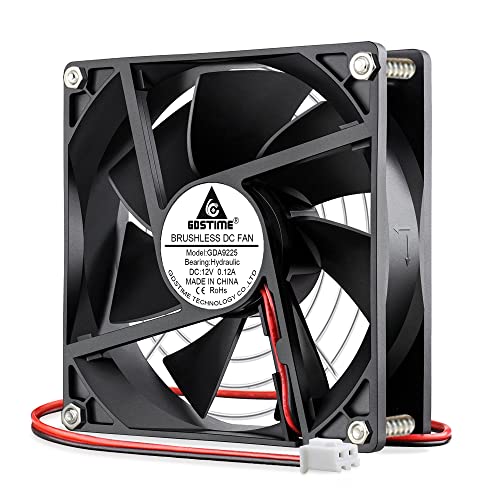 GDSTIME Lüfter 92mm 12V 92x92x25 PC Lüfter 92mm Gehäuselüfter 90mm 2 pin PC Ventilator 90mm 2000 U/min für Computer Kühlschranke Netzteils Wechselrrichter Konsole von GDSTIME