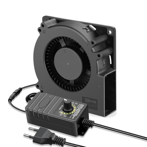 GDSTIME AC 220V 230V 240V 120mm Gebläse Lüfter 120 x 32mm Turbinen Turbo 120mm Radialventilator Dual Kugellager Kühlung Ventilator Radial Lüfter mit 3V -12V Geschwindigkeitskontrolle für Schlauchboote von GDSTIME