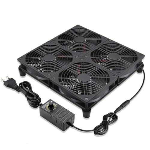 GDSTIME Lüfter 230V Großer Luftstrom 4 x 120mm 220V Kühlung Lüfter AC Angetrieben Geschwindigkeit Kontrolle DC 3V -12V für Router Arbeitsplatz Auspuff Belüftung Lüftertausch von GDSTIME