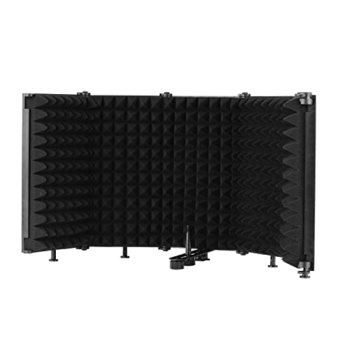 Faltbarer Mikrofon-Isolationsschild,Mic Shield 5 Seiten Vocal Booth 3-Schicht Tragbar Geräuschdämmung Absorbierend Schaum für Studioaufnahmen auf dem Schreibtisch. von GDWD
