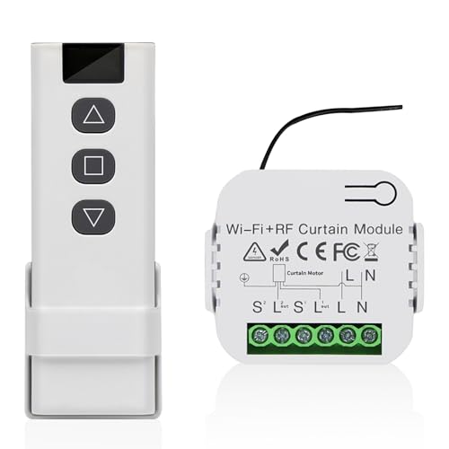 Funk Rolladensteuerung Nachrüstset, Fernbedienung mit WIFI-RF Rolladen und Empfänger Modul, Funk Schalter für Rolladen Jalousien Markisen, Wlan Tuya APP Kompatibel mit Alexa/Google Assistant von GDWD