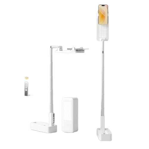 Selfie Stick Handy Stativ für Smartphone mit LED Licht, Ausziehbarer 360° Rotation Handyhalterung mit Fülllicht, Bluetooth Handyständer mit Fernbedienung für Live Streaming/YouTube/Fotografie (Weiß) von GDWD