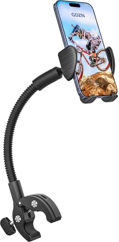 GDZN Handyhalterung für Rollstuhl/Kinderwagen/Laufband/Spin-Bike/Mikrofonständer/Boot/Heimtrainer – 360° verstellbare Lenkerklemme, kompatibel mit iPhone 16/15 Pro Max 11,9–17,8 cm (4,7–7 Zoll) Handy von GDZN