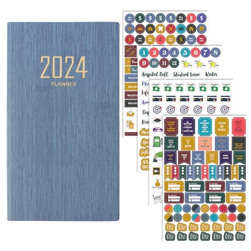 2024 Planer A6 mit Aufkleber 52 Wochen Kalender Wochenplaner Buchkalender Schülerkalender Tagesplaner Tagesplanung Notizbuch Terminplaner Jahreskalender Wochenkalender Organisation (Blau) von GEBETTER