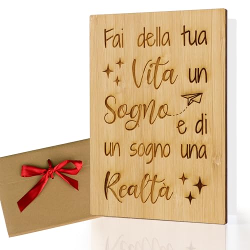 GEBETTER Italienisch Holz Karten mit Umschlag zum selber beschriften Grußkarte Geschenk für Weihnachten Abschiedsgeschenk Ruhestand Party Geschenk Mitgebsel Deko von GEBETTER
