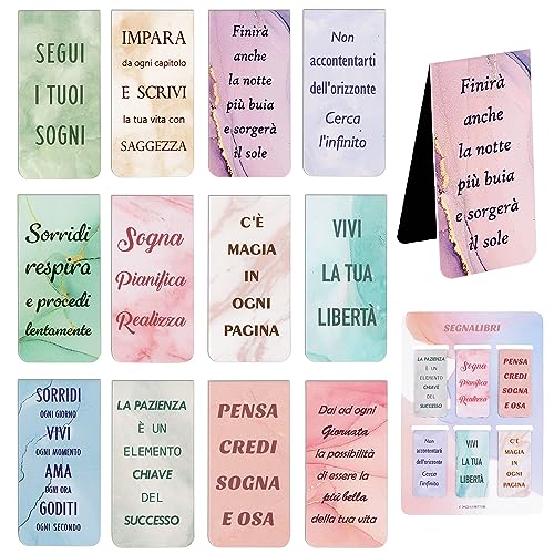 Italienisch 12 Stück Magnetische Lesezeichen kinder Buchmarker Clip Set für Lehrer Studenten Buchliebhaber Lesen Magnet Seite Marker für die Schule Büro von GEBETTER