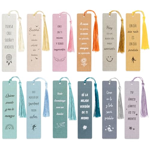 Spanisch 12 Stück Inspirierend Papier Lesezeichen ermutigende Sprüche Bookmarks Positive Zitate Geschenke zum Geburtstag Abitur Prüfung Jugendweihe Einschulung für Schüler Lehrer beste Freundin von GEBETTER