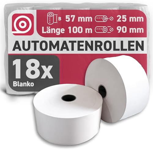 GEBONGT24 Thermorollen 57 mm x 100 m x 25 mm, BPA-frei, 18 Bonrollen mit 55 g/m², langlebig & FSC-zertifiziert mit ∅ 90 mm – Automatenrollen für Kassen, Ticketautomaten & Belegdrucker GEBONGT24 Thermorollen 57 mm x 100 m x 25 mm, BPA-frei, 18 Bonrollen mit 55 g/m², langlebig & FSC-zertifiziert mit ∅ 90 mm – Automatenrollen für Kassen, Ticketautomaten & Belegdrucker von GEBONGT24