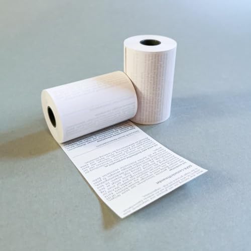 Gebongt24 100x Thermorollen BPA frei | Maße 57mm x 38mm x 12mm | Flächengewicht 48g/m² Papier, 18m lang | Kern-Ø 12 mm | mit SEPA-Lastschrifttext als Rückseitendruck | FSC zertifiziert von GEBONGT24