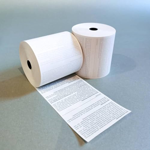 Gebongt24 40x Thermorollen BPA frei | Maße 80mm x 80mm x 12mm | Flächengewicht 48g/m² Papier, 80m lang | Kern-Ø 12 mm | mit SEPA-Lastschrifttext als Rückseitendruck | FSC zertifiziert von GEBONGT24