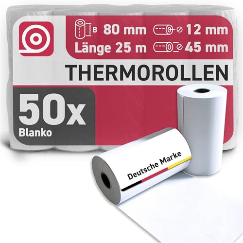 Gebongt24 Thermorollen 80 mm x 25m x 12 mm mit 55g/m² – hochwertige Bonrollen aus BPA-freiem Thermopapier – 50 Kassenrollen mit ⌀ 45 mm – passend für Enfore Dasher Gebongt24 Thermorollen 80 mm x 25m x 12 mm mit 55g/m² – hochwertige Bonrollen aus BPA-freiem Thermopapier – 50 Kassenrollen mit ⌀ 45 mm – passend für Enfore Dasher von GEBONGT24