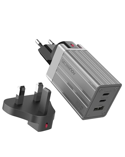 65W USB C Ladegerät, GaN III PD USB C Netzteil 3 Ports Schnellladegerät, Universal Reisestecker für US/UK/EU Stecker mit MacBook Pro/Air,i-Phone 14/13/12, i-Pad,Galaxy für 65W 60W 45W 30W von GECENinov