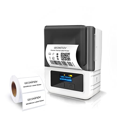 GECENinov Mini Klein Bluetooth Thermoetikettendrucker,Etikettendrucker tragbare Beschriftungsgerät mit USB-Aufladung, für Barcode-Druck,Etiketten, QR-Code, Barcode, Nicht für Versandetiketten von GECENinov