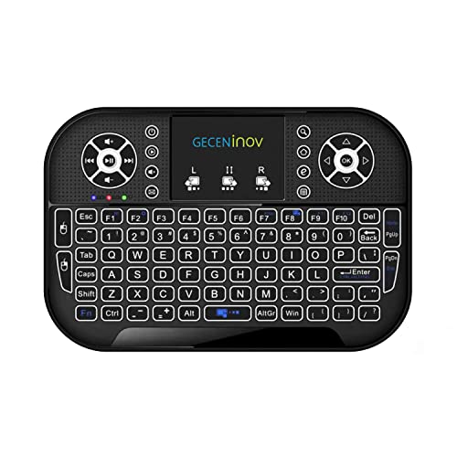 GECENinov Mini-Wireless-Tastatur mit Touchpad, 2,4-GHz-Wireless-Mini-Handheld-Tastatur mit wiederaufladbarem Akku, Fernbedienungstastatur, kompatibel mit PC, Laptop, Smart-TV, Windows, TV-Box usw von GECENinov