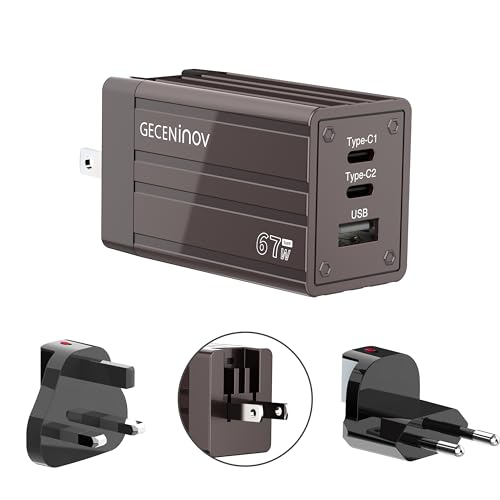 GECENinov USB C Ladegerät 65W/67W,USB Netzteil GaN,3-Port PD Schnellladegerät Kompatibel mit iPhone 15, 15 Pro, 15 Pro Max,14, 14 Pro, 14 Pro Max,iPad,Samsung,MacBook Pro/Air usw. von GECENinov