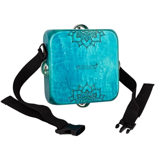 Tamburin Cajon Trommel mit Schellen, tragbarer Gurt, Aufbewahrungstasche, Handheld Percussion Instrument, tragbare Cajon für Rhythmusübungen & Live-Auftritte (blau) von GECKO
