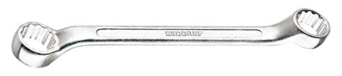 GEDORE 6051660 2 B 14x15 Doppelringschlüssel, kurz, flach gekröpft, geschmiedet, Ring dünnwanding und 10° abgewinkelt mit UD-Profil, DIN 838, 14x15 mm von GEDORE