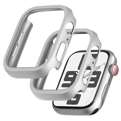 GEEDOOWIN 2 Stück [Nein Displayschutz] Schutzhülle für Apple Watch SE/Series 6/5/4 40mm, Ultradünne Rundum Rahmen Stoßstange hülle, Schockfest Hart PC Gehäuse Schutz für iWatch 40mm zubehör, Silber von GEEDOOWIN