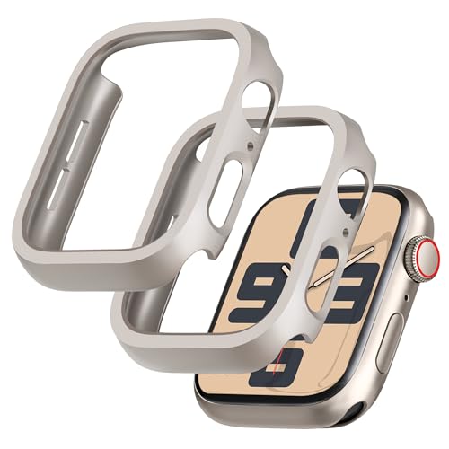 GEEDOOWIN 2 Stück [Nein Displayschutz] Schutzhülle für Apple Watch SE/Series 6/5/4 40mm, Ultradünne Rundum Rahmen hülle, Schockfest Hart PC Gehäuse Schutz für iWatch 40mm zubehör, Sternenlichtfarbe von GEEDOOWIN