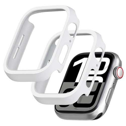 GEEDOOWIN 2 Stück [Nein Displayschutz] Schutzhülle für Apple Watch Series 10 42mm, Ultradünne Rundum Rahmen Stoßstange hülle, Schockfest Hart PC Gehäuse Schutz für iWatch 42mm zubehör, weiß von GEEDOOWIN